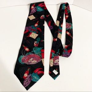 Tabasco 100% Silk Neck Tie with Tobacco Motif Hot Peppers Tabasco Bottle Lobster